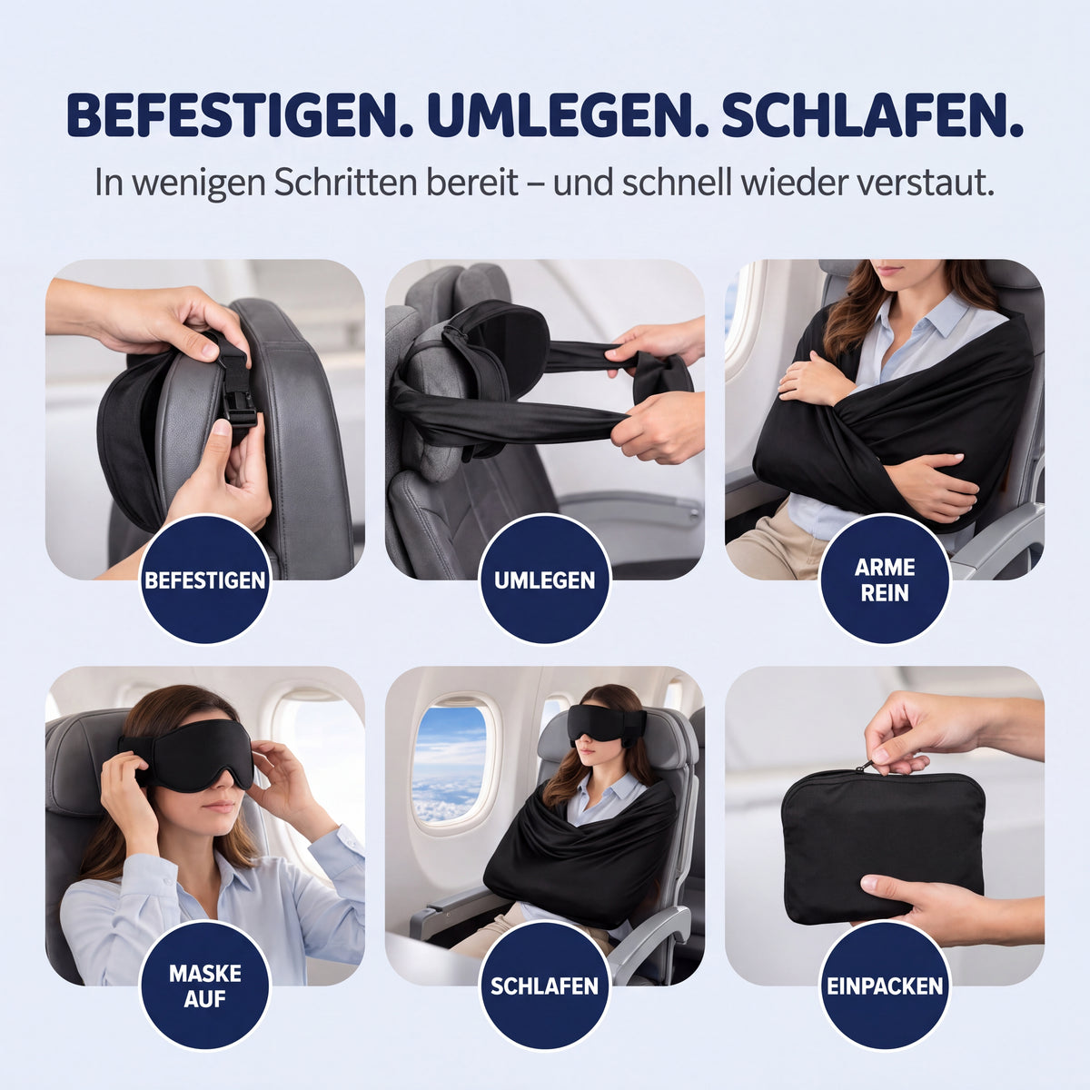 3-in-1 Schlafset: endlich im Flieger schlafen